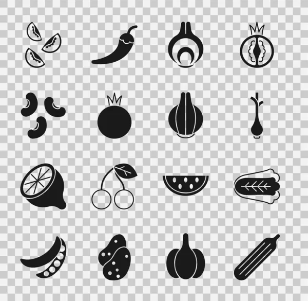 Свежий огурец, капуста, зеленый лук, лук, помидор, бобы и икона. Вектор — стоковый вектор