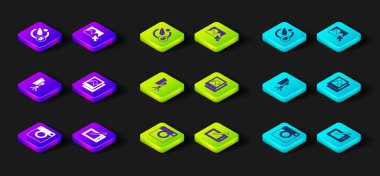 Fotoğraf makinesi, grafiksel tablet, Softbox ışığı, çerçeve, rötuş ve kamera zamanlayıcı simgesini ayarla. Vektör