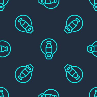 Yeşil çizgi laktoz serbest ikonu mavi arkaplanda izole edilmiş pürüzsüz desen. Vektör