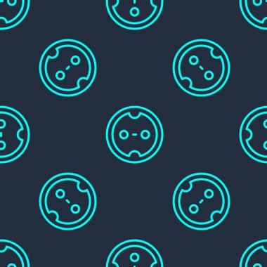 Yeşil çizgi elektrik çıkış simgesi mavi arka planda izole edilmiş. Elektrik prizi. Rosette sembolü. Vektör