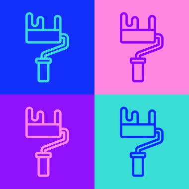 Pop Art Line Paten Fırçası ikonu renk arkaplanında izole edildi. Vektör