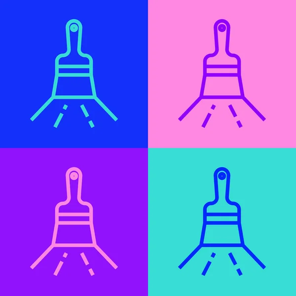 Pop art line Kartáč ikona izolované na barevném pozadí. Vektor — Stockový vektor