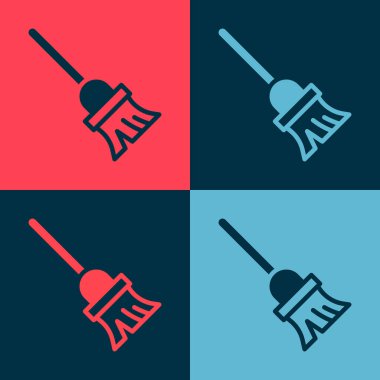 Pop sanat paspas simgesi renk arkaplanında izole edildi. Temizlik hizmeti konsepti. Vektör