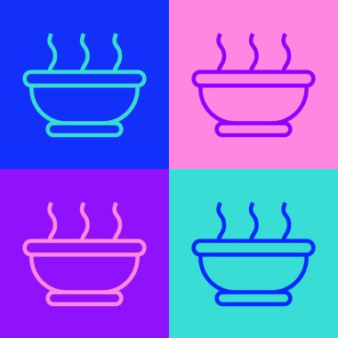 Arka planda izole edilmiş sıcak çorba ikonu tabağı. Vektör