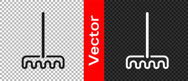 Black Garden Harke Symbol isoliert auf transparentem Hintergrund. Werkzeug für Gartenbau, Landwirtschaft, Landwirtschaft. Bodenbearbeitung. Haushaltsgeräte. Vektor — Stockvektor