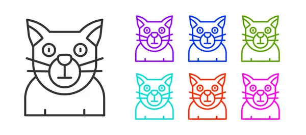 Schwarze Linie Cat Symbol isoliert auf weißem Hintergrund. Tierisches Symbol. Frohe Halloween-Party. Setzen Sie Symbole bunt. Vektor — Stockvektor