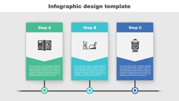 Σετ λίρες στερλίνες, καπέλο Ρόμπιν Χουντ και πύργος Μπιγκ Μπεν. Επιχειρηματικό πρότυπο infographic. Διάνυσμα — Διανυσματικό Αρχείο