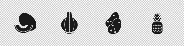 设置瓜果，洋葱，土豆和菠萝图标。B.病媒 — 图库矢量图片