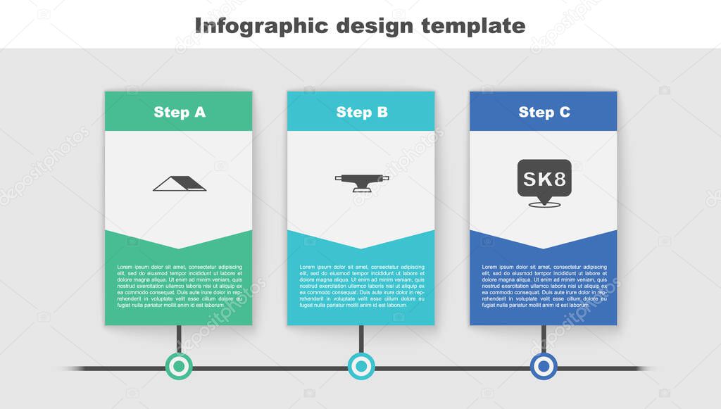 Set Skate park, Skateboard wheel and . Business infographic template. Vector