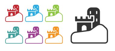 Siyah Kum Kalesi simgesi beyaz arkaplanda izole edilmiş. Simgeleri renklendirin. Vektör