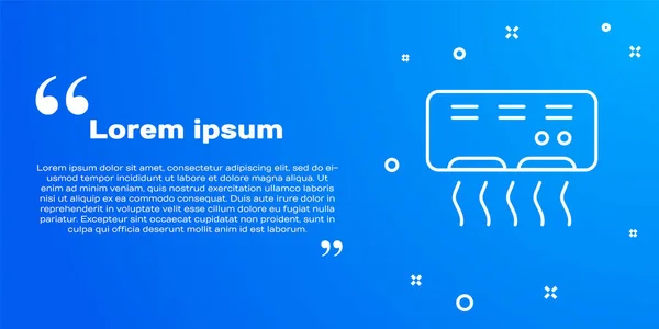 Weiße Linie Klimaanlage Symbol isoliert auf blauem Hintergrund. Split-System-Klimaanlage. Kühle und kalte Klimaanlage. Vektor — Stockvektor