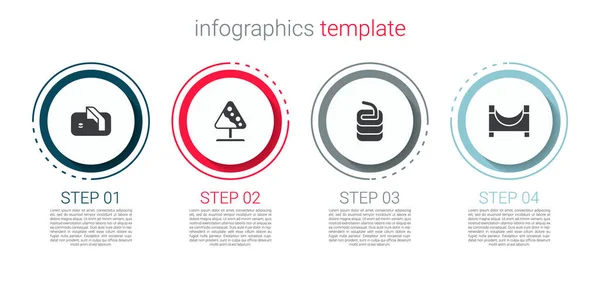 Set obiettivo hockey su ghiaccio, segnaletica stradale valanghe, pietra per il curling e Skate park. Modello di infografica aziendale. Vettore — Vettoriale Stock