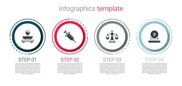 Set Scales, Syringe, of justice and Diameter. Business infographic template. Vector — Stock Vector