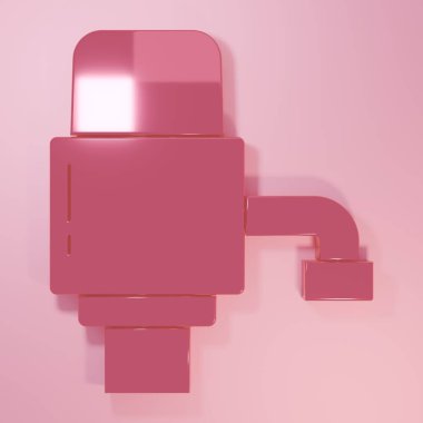 Pink Mechanical pump for bottled water icon isolated on pink background. Minimalism concept. 3D render illustration.