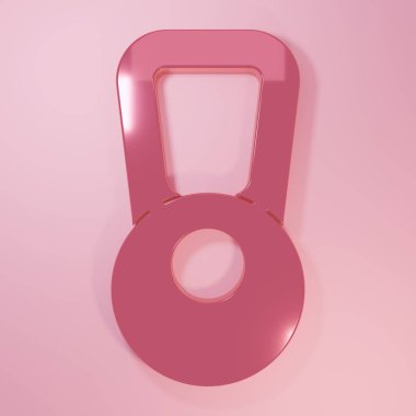 Pembe Kettlebell simgesi pembe arka planda izole edilmiş. Spor malzemeleri. Minimalizm kavramı. 3 Boyutlu resimleme.