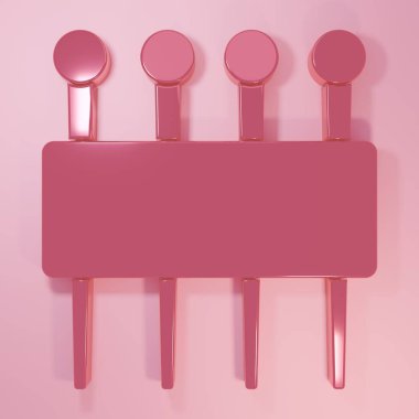 Pink Needle for sewing icon isolated on pink background. Tailor symbol. Textile sew up craft sign. Embroidery tool. Minimalism concept. 3D render illustration.