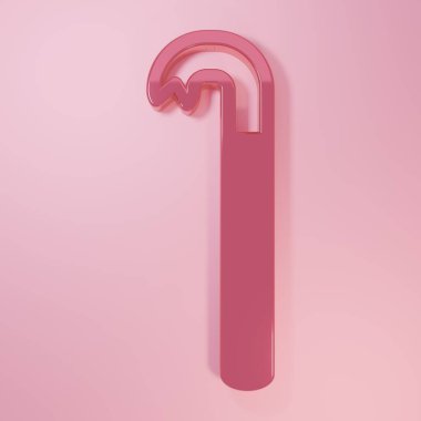 Pink Crowbar icon isolated on pink background. Minimalism concept. 3D render illustration.