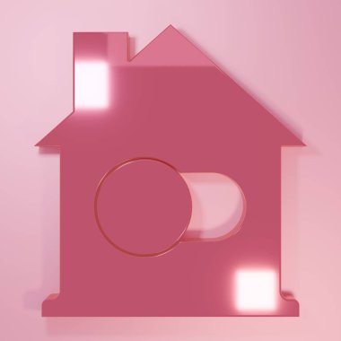Pembe Akıllı ev simgesi pembe arka planda izole edilmiş. Uzaktan kumanda. Minimalizm kavramı. 3 Boyutlu resimleme.