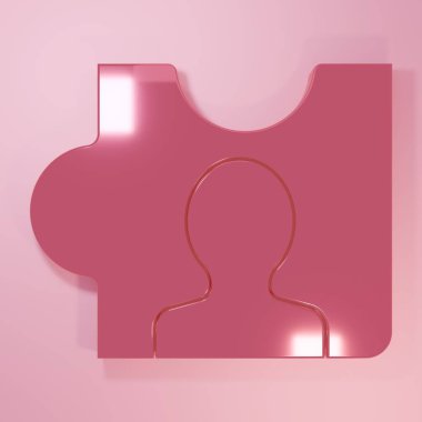 Pembe kafa avlama ikonu pembe arka planda izole edilmiş. İş hedefi ya da İstihdam tabelası. İş için insan kaynakları ve adam toplama. Minimalizm kavramı. 3 Boyutlu resimleme.