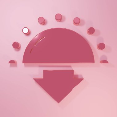 Pink Sunset icon isolated on pink background. Minimalism concept. 3D render illustration.