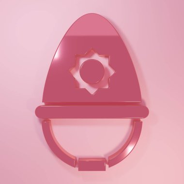 Pembe İngiliz polis miğferi ikonu pembe arka planda izole edilmiş. Minimalizm kavramı. 3 Boyutlu resimleme.
