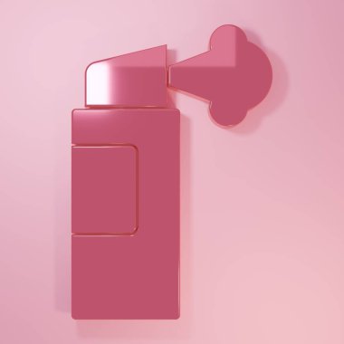 Pink Pepper spray icon isolated on pink background. OC gas. Capsicum self defense aerosol. Minimalism concept. 3D render illustration.