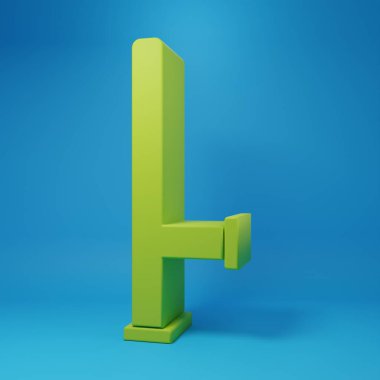 Green Police rubber baton icon isolated on blue background. Rubber truncheon. Police Bat. Police equipment. Minimalism concept. 3D render illustration.