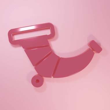 Pembe avcılık boynuzu simgesi pembe arka planda izole edilmiş. Minimalizm kavramı. 3 Boyutlu resimleme.