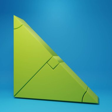 Green Angle bisector of a triangle icon isolated on blue background. Minimalism concept. 3D render illustration.