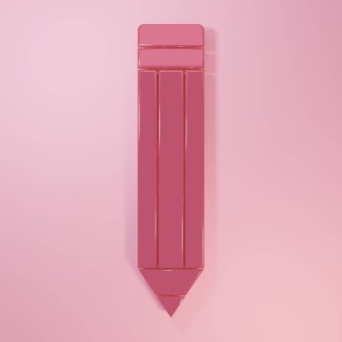 Pink Pencil icon isolated on pink background. Drawing and educational tools. School office symbol. Minimalism concept. 3D render illustration.