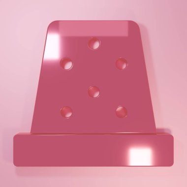 Pembe arka planda izole edilmiş ikon dikmek için Pembe Yüksük. Minimalizm kavramı. 3 Boyutlu resimleme.
