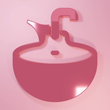Pink Washbasin icon isolated on pink background. Barber washing chair with washbasin. Hair washing chair. Minimalism concept. 3D render illustration.
