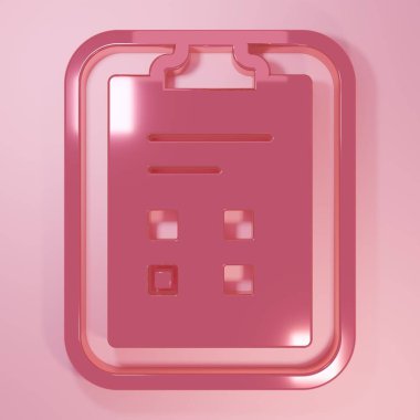 Pink Exam sheet with check mark icon isolated on pink background. Test paper, exam, or survey concept. School test or exam. Minimalism concept. 3D render illustration.