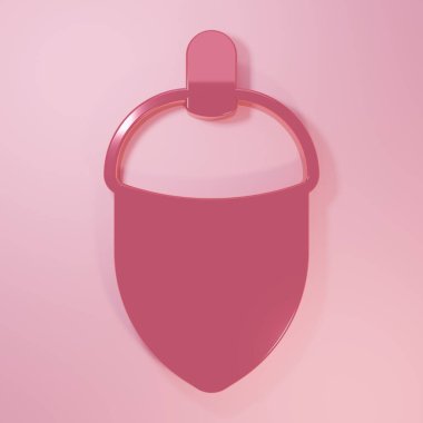 Pembe meşe palamudu pembe arka planda izole edilmiş. Minimalizm kavramı. 3 Boyutlu resimleme.