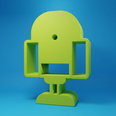 Green Director movie chair icon isolated on blue background. Film industry. Minimalism concept. 3D render illustration.