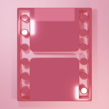 Pembe Oyun Görüntü simgesi pembe arkaplanda izole edildi. Film şeridi tabelası. Minimalizm kavramı. 3 Boyutlu resimleme.