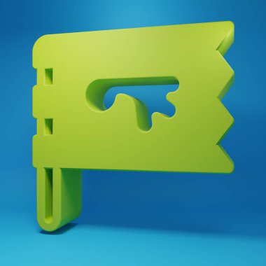 Green Viking flag icon isolated on blue background. Minimalism concept. 3D render illustration.