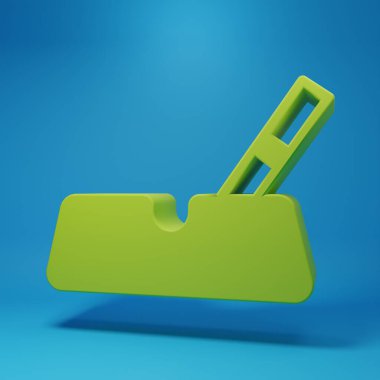 Green Ashtray with cigarette icon isolated on blue background. Minimalism concept. 3D render illustration.