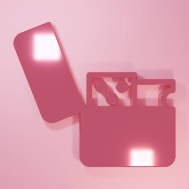 Pembe Aydınlık simgesi pembe arkaplanda izole edilmiş. Minimalizm kavramı. 3 Boyutlu resimleme.