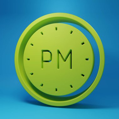 Green Day time icon isolated on blue background. Time symbol. Minimalism concept. 3D render illustration.
