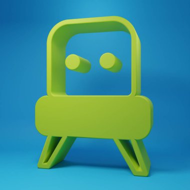 Green Armchair icon isolated on blue background. Minimalism concept. 3D render illustration.