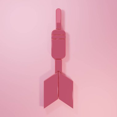 Pembe Dart ok simgesi pembe arka planda izole edildi. Minimalizm kavramı. 3 Boyutlu resimleme.