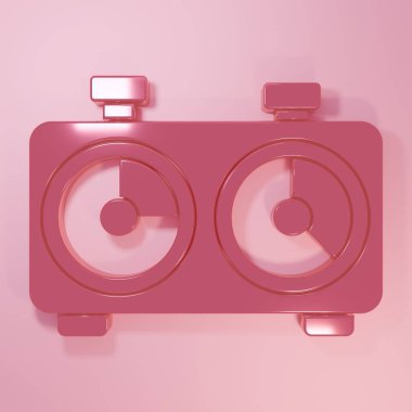 Pink Time chess clock icon isolated on pink background. Sport equipment. Minimalism concept. 3D render illustration.