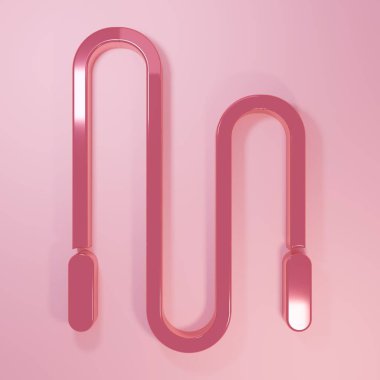 Pembe atlama ipi simgesi pembe arka planda izole edildi. İp atlıyorum. Spor malzemeleri. Minimalizm kavramı. 3 Boyutlu resimleme.