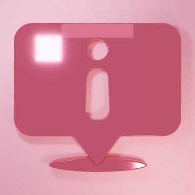 Pembe Bilgi simgesi pembe arkaplanda izole edildi. Minimalizm kavramı. 3 Boyutlu resimleme.