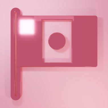 Pembe Meksika bayrağı bayrak direği ikonu pembe arka planda izole edilmiş. Minimalizm kavramı. 3 Boyutlu resimleme.
