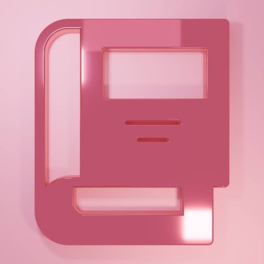 Pink History book icon isolated on pink background. Minimalism concept. 3D render illustration.