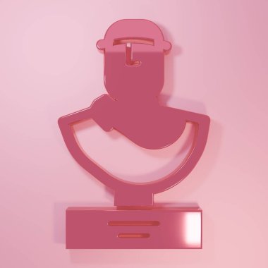 Pink Ancient bust sculpture icon isolated on pink background. Minimalism concept. 3D render illustration.