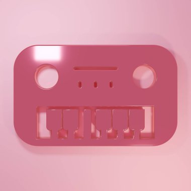 Pink Toy piano icon isolated on pink background. Children toy. Minimalism concept. 3D render illustration.