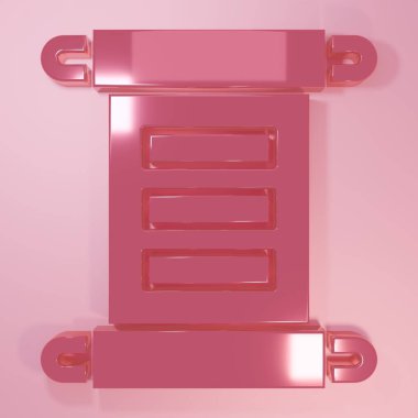 Pembe KHK, kağıt, parşömen, parşömen simgesi pembe arkaplanda izole edilmiş. Minimalizm kavramı. 3 Boyutlu resimleme.